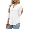Women 3/4 Sleeve Shirts Notch V Neck Tops Casual Dressy Blouses Beach Vacation Tunic Tops - 4 of 4