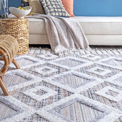 Reversible Pink Geometric Shag Area Rug, 4' x 6', Easy Care