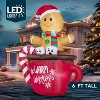 Joyfy 6FT Tall Christmas Inflatable Outdoor Decoration, Inflatable Gingerbread Man in Hot Cocoa Mug with LEDs for Xmas Party Indoor Outdoor Yard Decor - 2 of 4