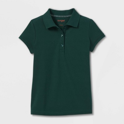 Girls' Short Sleeve Pique Uniform Polo Shirt - Cat & Jack™ Dark Green