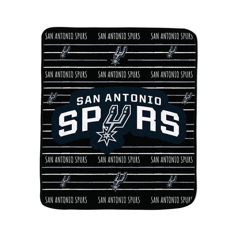 NBA San Antonio Spurs Logo Stripe Binding Edge Flannel Fleece Blanket, 1 of 2