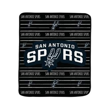 NBA San Antonio Spurs Logo Stripe Binding Edge Flannel Fleece Blanket