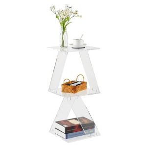 Acrylic Ladder Bookshelf, 3-Tier Clear Wall Mounted Book Shelf for Small Spaces, Multipurpose Bookcase for Living Room - 1 of 4