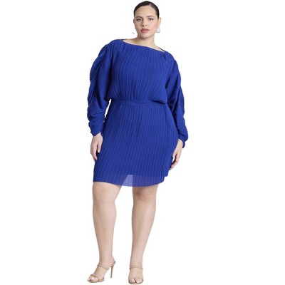 ELOQUII Women's Plus Size Plisse Mini Dress