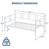 Twin Metal Daybed with Trundle, Pullout Trundle Bed Frame with Arched Headboard, Guest Sofa Bed with Steel Slat Support - 3 of 4