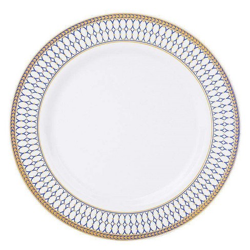Smarty Had A Party 10 White Vintage Round Disposable Plastic Dinner Plates (120 Plates)