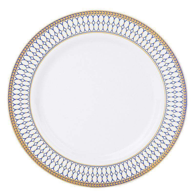 Smarty Had A Party 7.5" White with Blue and Gold Chord Rim Plastic Appetizer/Salad Plates (120 Plates), 1 of 5