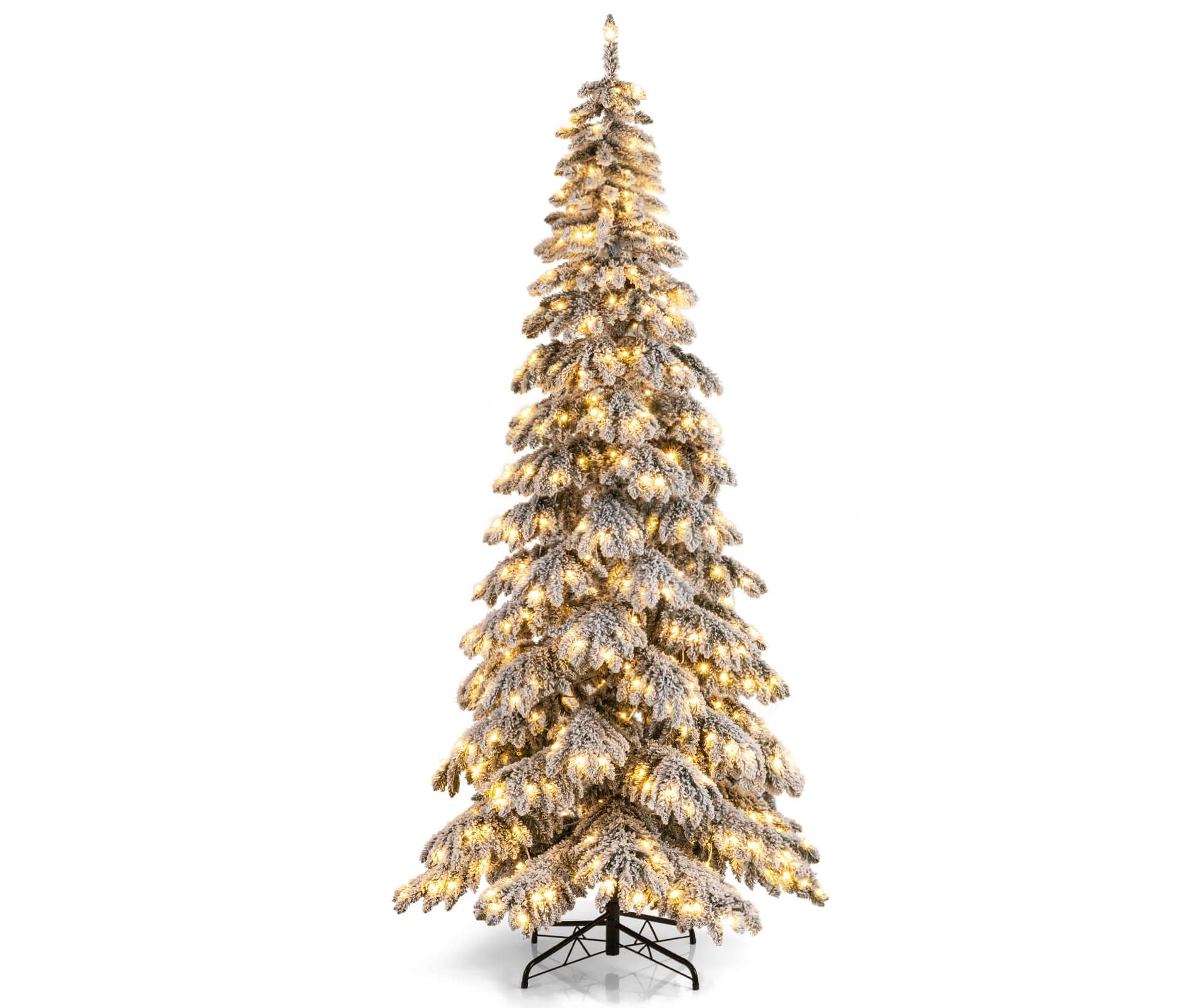 Costway 9 FT Artificial Christmas Tree with Quick Power Connectors,1223 Flocked Branch Tips