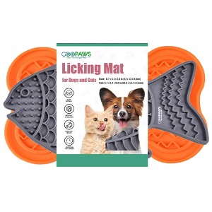 GOOPAWS: Licking Mat 2-Pack - Orange & Grey, Slow Feeder Pads for Dogs & Cats - 1 of 4