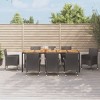 vidaXL 9 Piece Patio Dining Set - Black Poly Rattan, Cushions, Acacia Wood Table, Outdoor/Garden/Patio Furniture - 2 of 4