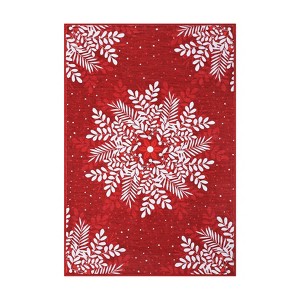 Coolmee Christmas Snowflakes Living Room Rug Non Slip Low Pile Washable Carpet for Bedroom Office Hallway Outdoor Rug Blue - 1 of 4