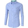 Men's Long-Sleeve Plaid Button Shirt Roll-Up Cuffs Contrast Collar Lightweight Breathable Shirt - 3 of 4