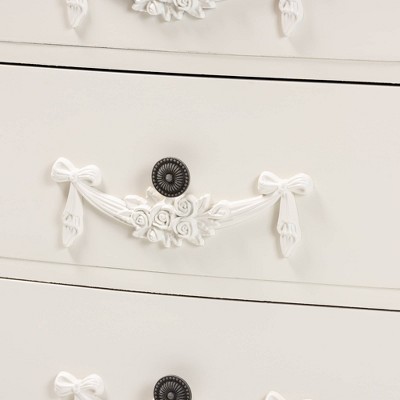 Callen Traditional White 3-Drawer Wood Nightstand with Floral Moldings