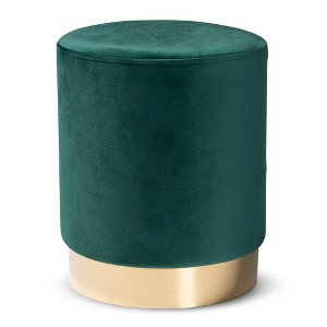 Chaela Velvet Metal Ottoman - Baxton Studio - 1 of 4