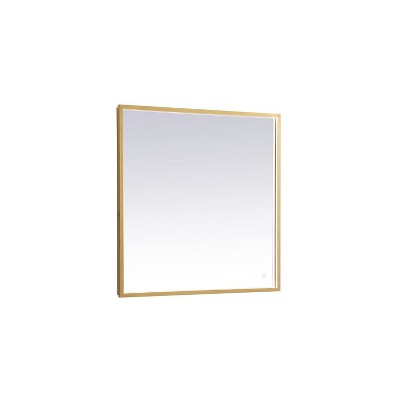 Elegant Lighting Pier 27x36 inch LED Mirror with Adjustable Color Temperature 3000K/4200K/6400K in Brass