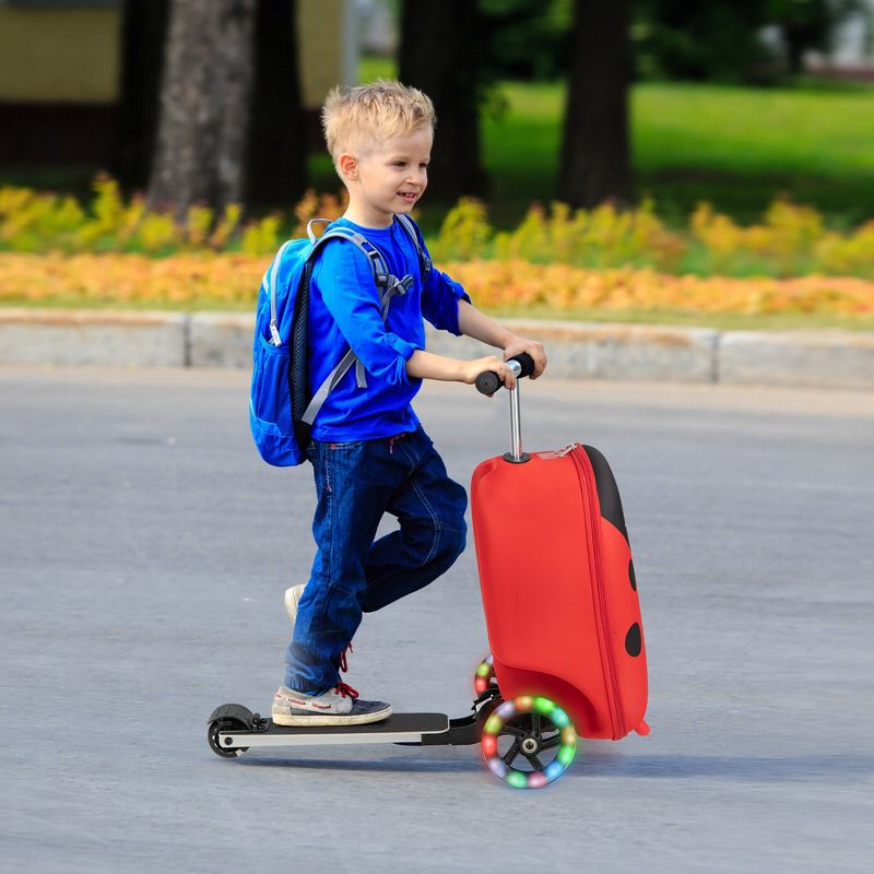 Costway 2-IN-1 Folding Ride on Suitcase Scooter with LED Wheels Brake System Kids toy Gifts, 2 of 11