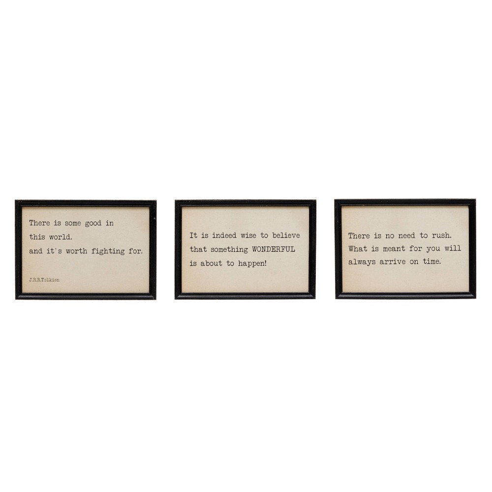 Photos - Wallpaper Storied Home  Metal and Glass Table Frames with Inspirational Qu(Set of 3)