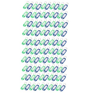 Unique Bargains Plastic Luggage ID Label Name Tag Badge Clip Holder Keyring 100 Pcs Blue Green - 1 of 4