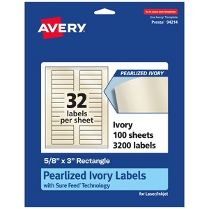 Avery Pearlized Ivory Rectangle Labels with Sure Feed Technology, 5/8" x 3" - 1 of 4