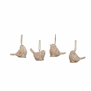 Transpac Small Resin Rustic Wood Bird Ornament Set of 4 Home Decorations Christmas - 1 of 1