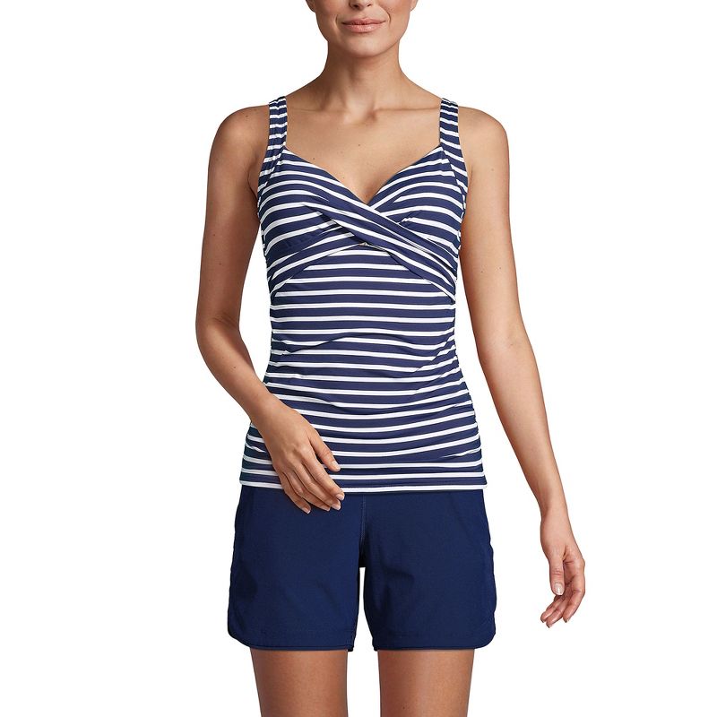 Lands' End Women's Wrap Underwire Tankini Top Swimsuit, 1 of 6