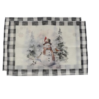 Unique Bargains Christmas Place Mats Flax Red White Green Black 11.8" x 17.7" 2 Pcs