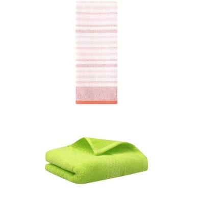 REGALWOVEN Striped Pattern Cotton Bathroom Hand Towel for Face Hair 13" x 30"/13" x 27" 2 Packs