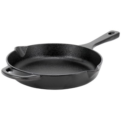 Our Table 10 Inch Preseasoned Round Cast Iron Skillet with Pouring Spouts
