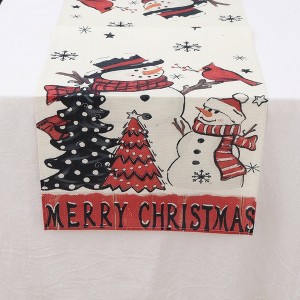 Unique Bargains Table Runner Rectangular Winter Christmas Pattern 7 Linen Colorful 1 Pc - 1 of 3