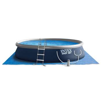 Intex Easy Set 15' x 42" Round Inflatable Outdoor Above Ground Swimming Pool Set with 1000 GPH Filter Pump, Ladder, Ground Cloth, and Pool Cover