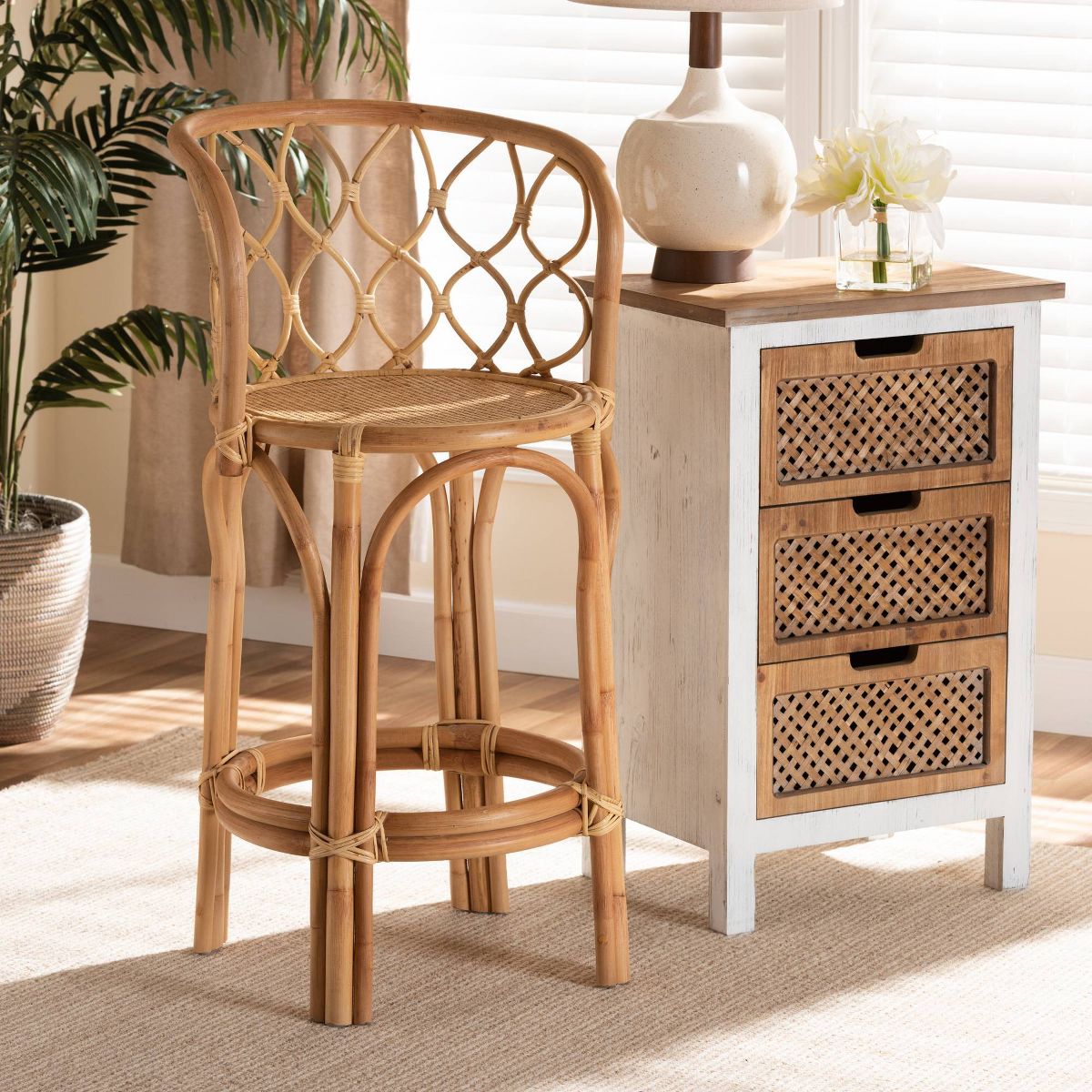 Diana Rattan Counter Height Barstool Natural - bali & pari - thumbnail 6