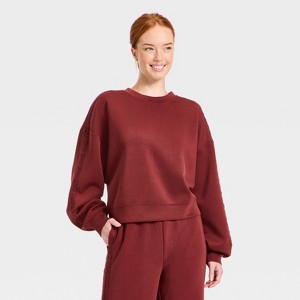 Women's Airy Sleek Lace Trim Crewneck Sweatshirt - All In Motion™ - 1 of 4