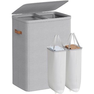 Laundry Basket, 44.9 Gal. Laundry Hamper, 2 Compartments, Easy Assembly, with Lid and Handles, Removable Inner Bags