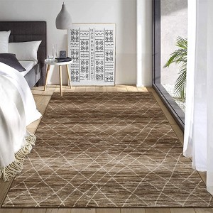Modern Abstract Machine Washable Area Rugs for Living Room Ultra Soft Non Slip Low Pile Carpet for Bedroom Dining Room - 1 of 4