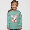 Bunny Face Textured Paint - Toddler Long Sleeve Graphic Tee - 3 of 4