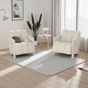 Polyester Minimalist Accent Armchair Set of 2 with L-Shaped Armrests - 1 of 4
