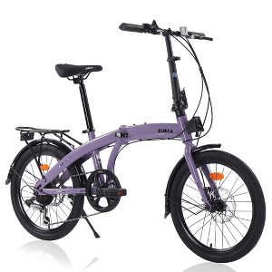 20 Inch Folding Bike With 7-Speed Shifter, Front And Rear Disc Brake, Anti-Skid Tires, Lightweight Steel Frame, For Commuting, Fitness And Vacation - 1 of 4