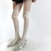 Anna-Kaci Women's Over-the-Knee Knit Socks with Diamond Pattern and Ribbon Bow Detail - 2 of 4