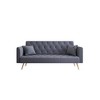 Akoasm Convertible Velvet Sofa for Small Living Rooms, Bedrooms & Offices-Gray - 4 of 4