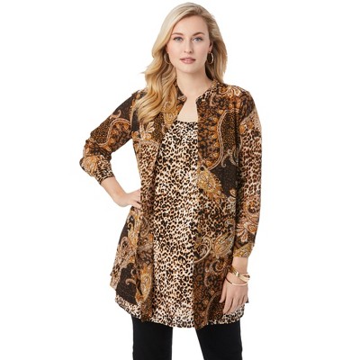 Jessica London Georgette Button Front Tunic