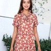 Anna-Kaci Women's Summer Dress Boho Ruffle Sleeve Floral Print Tie Neck Dress - 4 of 4