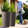 ORRD 2 Pack Tall Square Planters 21.7 Inch, Modern Large Tapered Flower Pots, Matte Brown Outdoor Indoor Garden Planter Box for Patio - 2 of 4