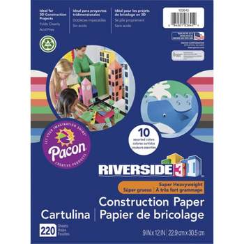 Pacon Construction Paper 220-Sheet Acid-Free 9"Wx12"L Assorted 103645