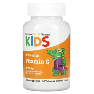 California Gold Nutrition Chewable Vitamin C with Bioflavonoid Complex for Children, Orange, 90 Vegetarian Tablets - 1 of 3