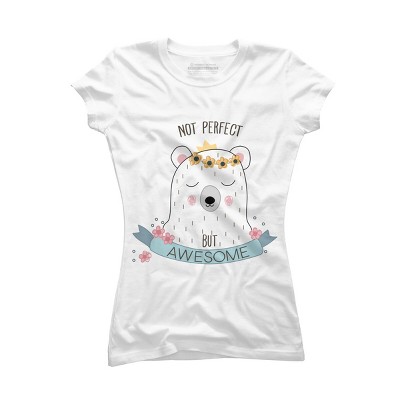 Junior's Design By Humans I'm Awesome Flower Crown Polar Bear By T-Shirt