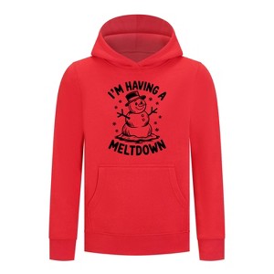 Everyday Kids Christmas Collection I’m Having a Meltdown Pullover Hoodie – Funny Snowman Holiday Sweatshirt - Red - 1 of 2