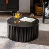 27.6" Modern Black Round Coffee Table with Lift-Top and Hidden Storage, Pre-Assembled Pedestal Accent Table for Living Room-3irtyhousy - 3 of 4