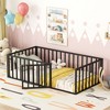 Twin Size Metal Floor Bed Frame with Fence and Door, Black - 2 of 4