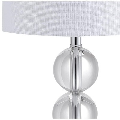 Brooklyn 17.5" Clear Crystal LED Table Lamp with White Shade