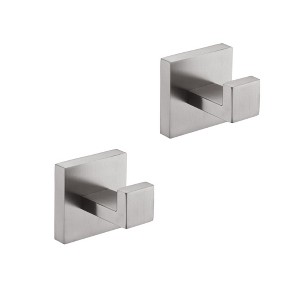 2 Pack Wall-Mounted Stainless Steel Bathroom Towel Hooks/Coat Hooks for Bathroom, Bedroom, Kitchen - 1 of 4